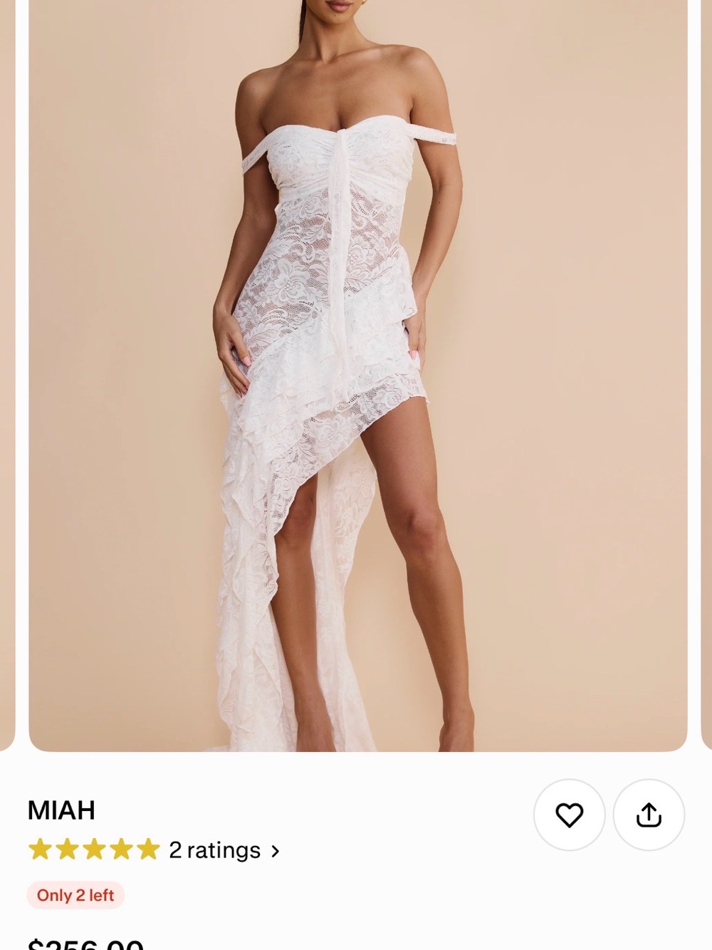 MIA White Off-Shoulder Lace High-Low Dress